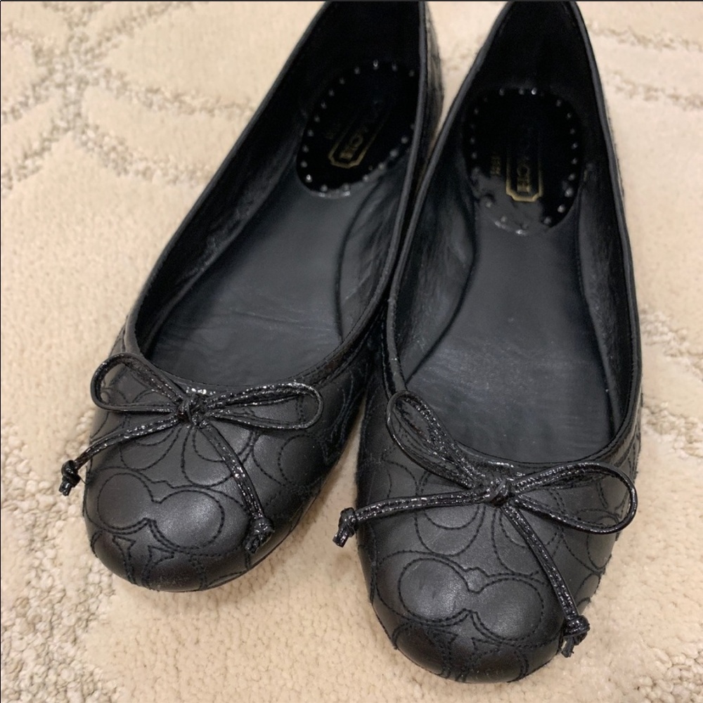 Coach Black Metallic Thread C Pattern Ballet Flats